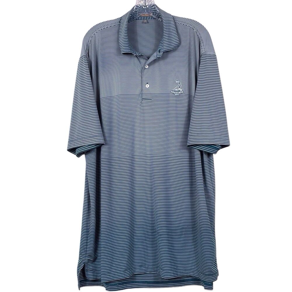 Peter Millar Summer Comfort Green Striped Polo XL Pinehurst Golf Performance